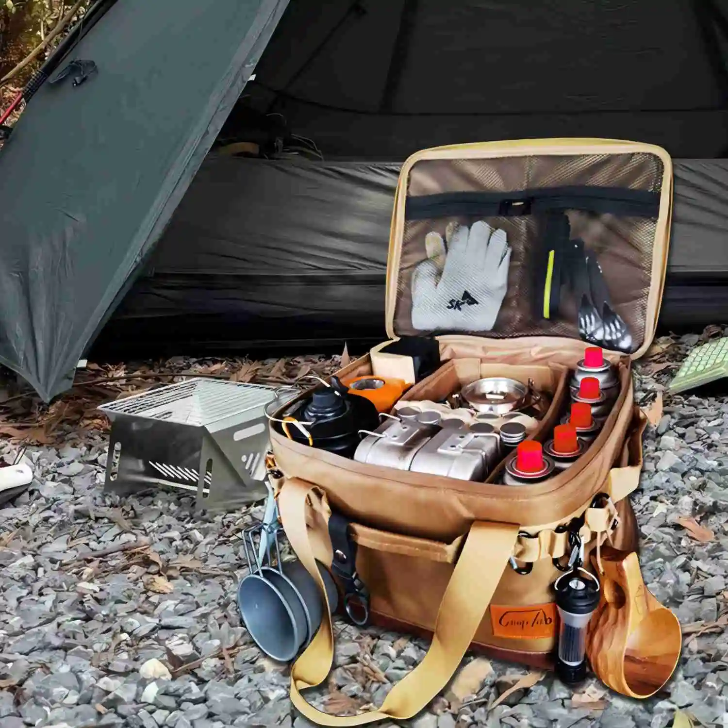 30L Large capacity multi-function bag camping cookware storage bag camping organizers and storage suitable for hiking utensils p