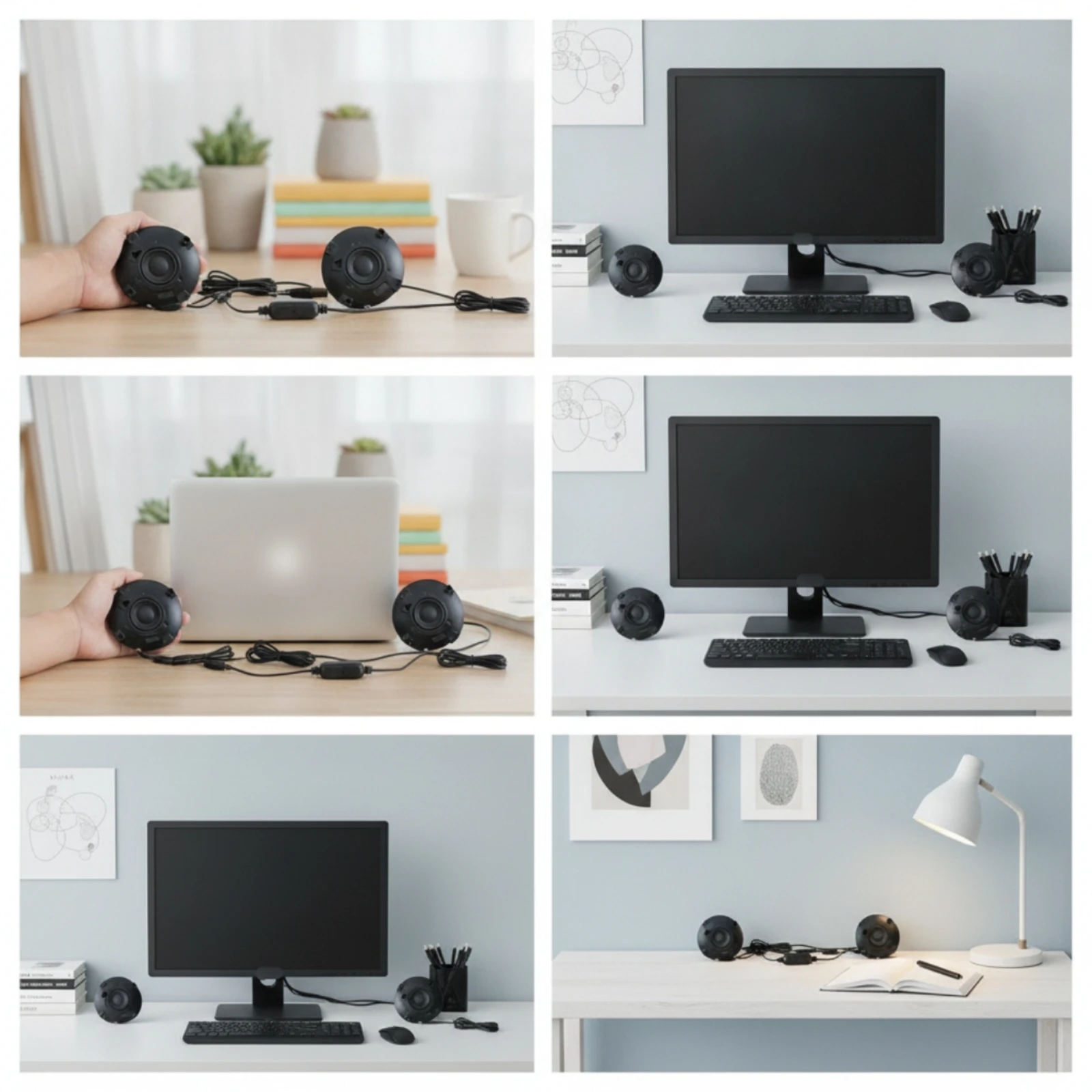 접착식 스피커 소음 감소 USB 스피커 학생, 홈 오피스, 기숙사용 컴팩트 슬림형