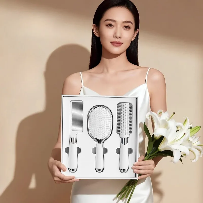 고급 라이트 럭셔리 두피 마사지 빗 롤 빗 헤어 엉킴 방지 브러쉬 드라이/웻 겸용 와이드 톱니 헤어 빗 선물용