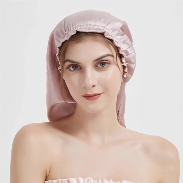 100% Natural Mulberry Silk Long Turban Thick Hair Bonnet Night Cap