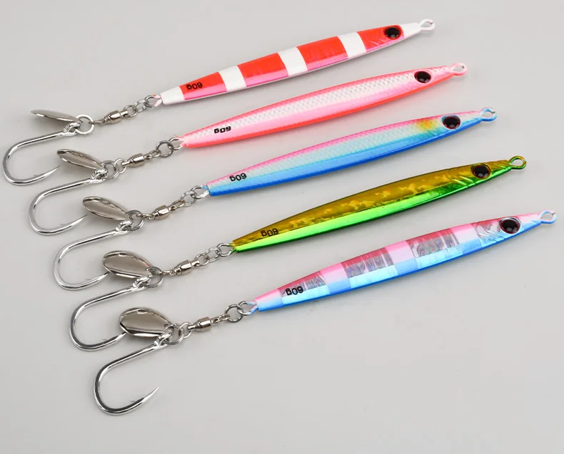 TEASER J146 30g 40g 60g 80g Kleine Gewicht Angeln Metall Jigging Köder Salzwasser Leuchtende Jigs locken Sinking Micro Jigbait Mit Haken – Detail 7