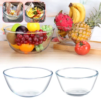 Transparent Thickened Glass Bowl Home Kitchen Microwave Oven Special Egg-Beating Dough-Kneading Salad Bowl Household Soup Bowl