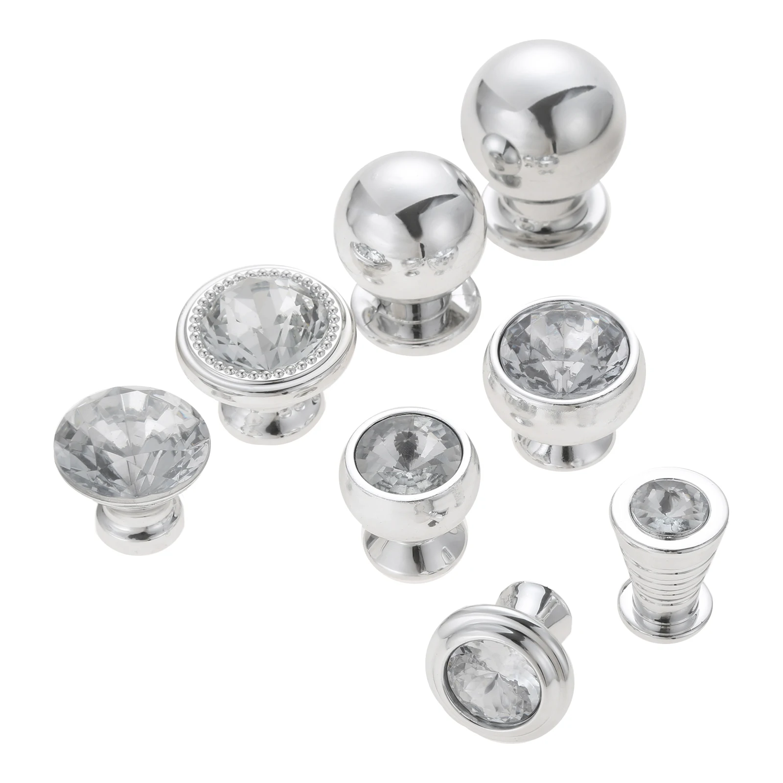 Clear Diamond Shape Knob Single Port Pull w/screw Plastic Crystal Gem/Ball Shape Handle Furniture Drawer Cabinet Wardrobe 2pcs furniture knobs
