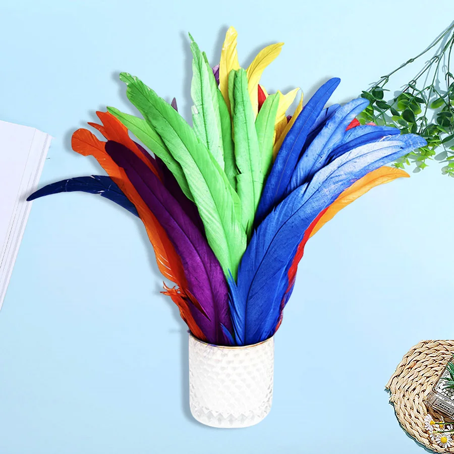 20/100Pcs 25-30CM DIY Rooster Feather Crafts Sewing Clothing Decor Plume Home Party Women's Feather Headwear Wedding Accessories rooster feathers craft feathers
