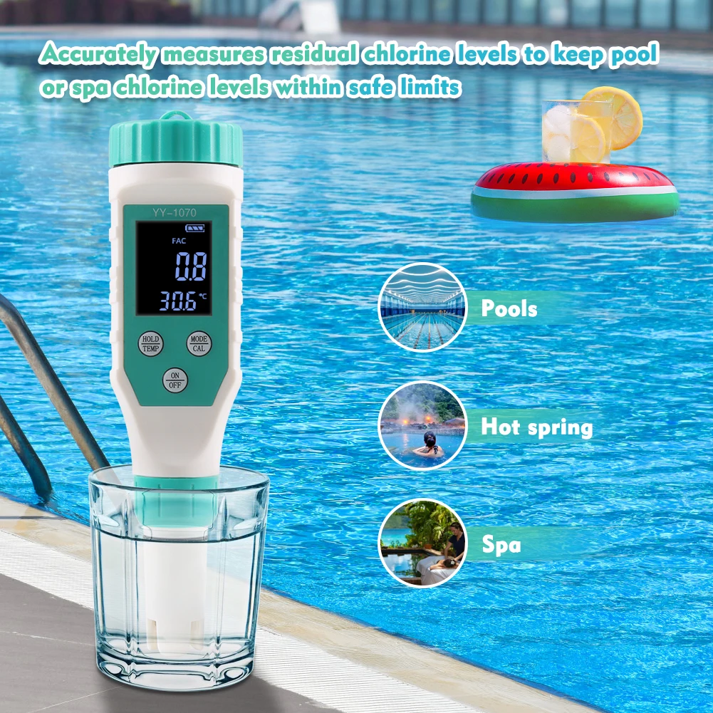 7 IN 1 Cl Temperature TDS ORP EC Salinity pH Meter Chlorine Testers for Pool Fil