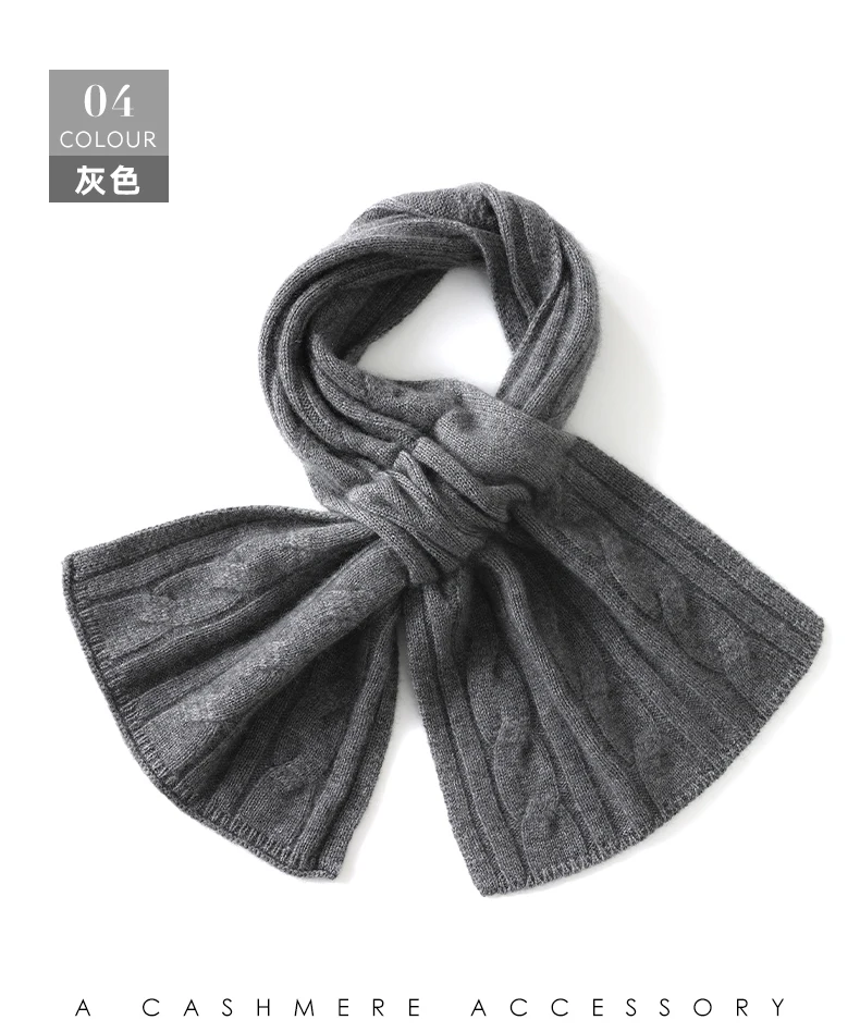 Herbst Winter Romantischer Damenschal aus 100 % Kaschmir, modischer geflochtener, kältebeständiger Halswärmer, gekreuzter, geschichteter, warmer Halstuch – Detail 19