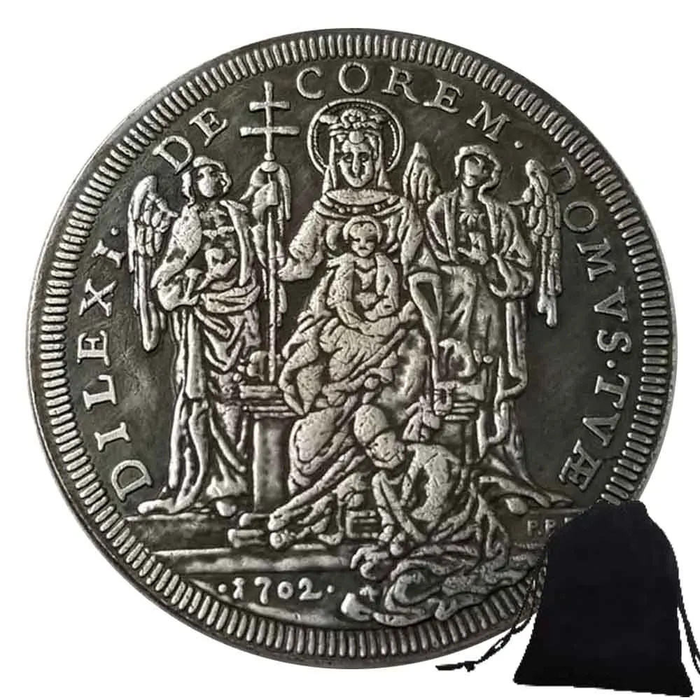 

1702 Luxury Italy Church Prayer Art Coin Good Luck Commemorative Coin/Pocket Party Souvenir Gift Collection Coin+Gift Bag