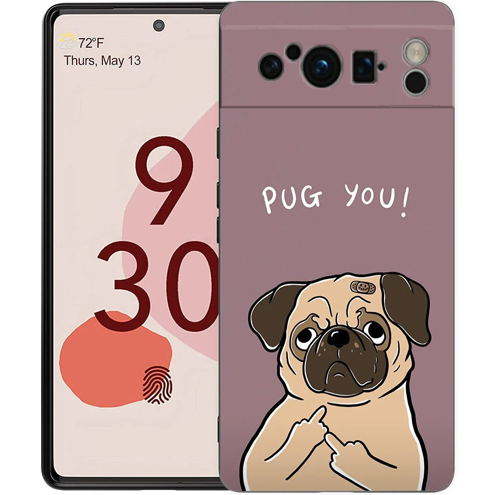 Black Pug Close-Up Soft TPU Phone Case
