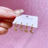 MIGGA 4pcs Sweet Bowknot Cat Cartoon Dangle Earrings Set for Women Girls Gold Plated Cubic Zircon Jewelry 3