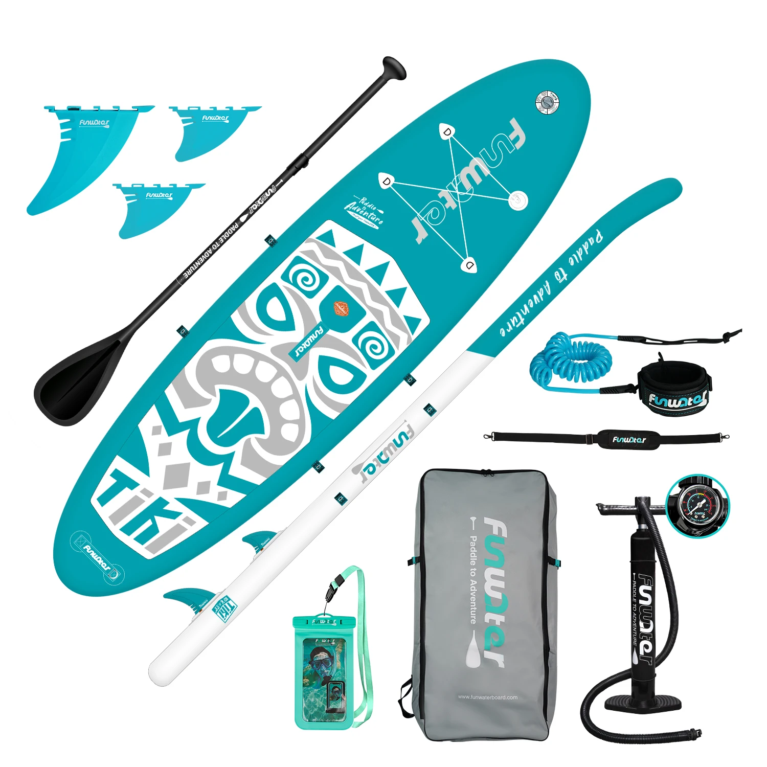 Funwater Paddle Board Gonfiabile-Sup Sap Board, Wake Surfboard, Pieghevole-320X83X15 Cm (10'6 "X33" X 6 ") -Include Kit Di Riparazione