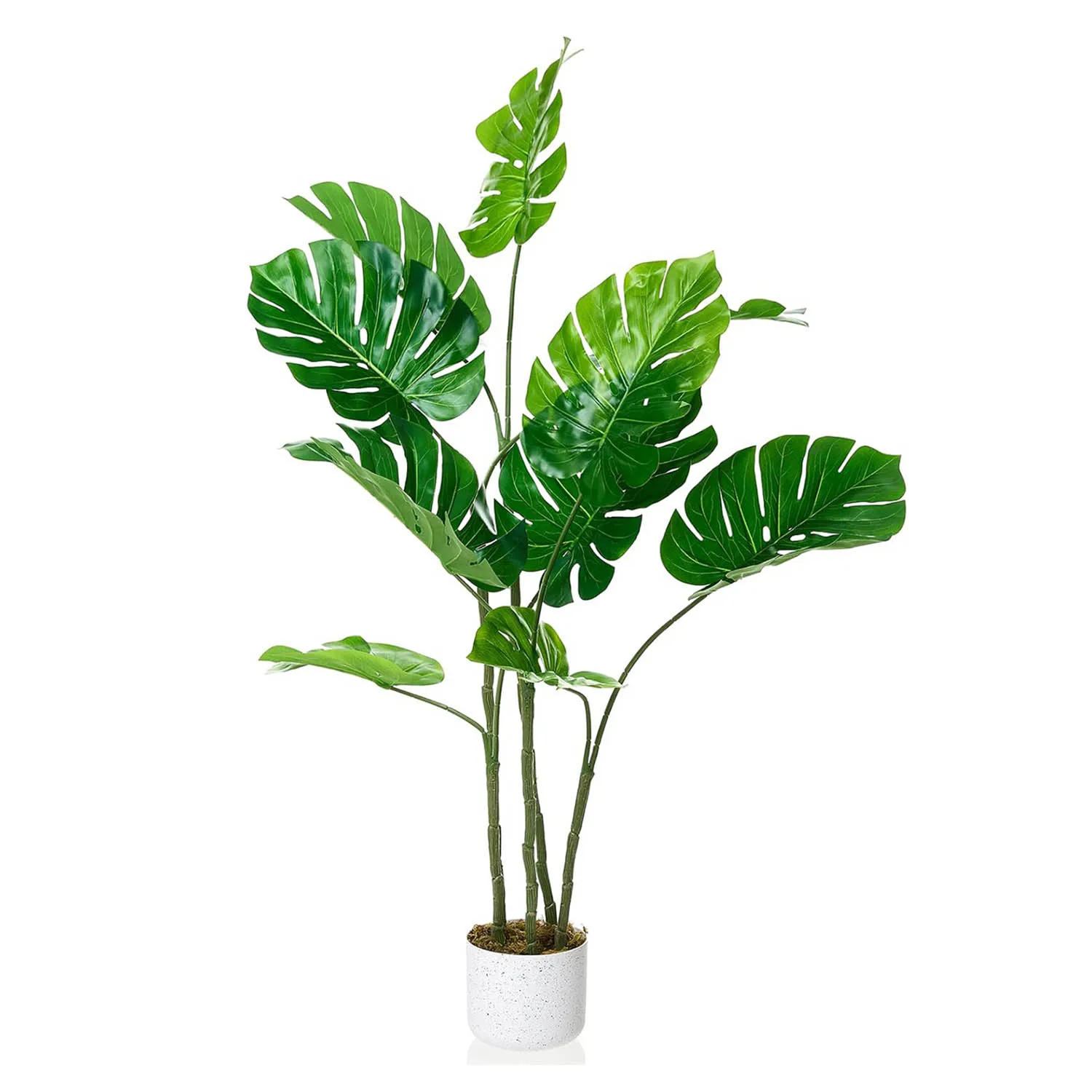 Künstliche Monstera-Pflanze, künstlicher immergrüner Bodenbaum, künstliche tropische Pflanzen im Topf für Wohnzimmer, Büro, Veranda, 110 cm, 120 cm, Grün – Detail 2