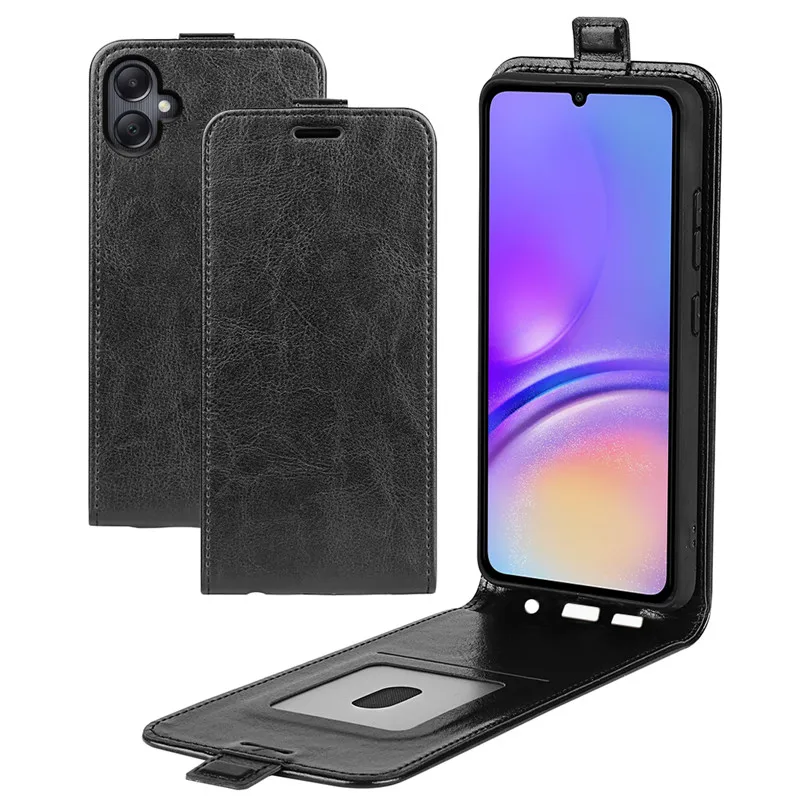 Luxury Phone Cover For Samsung Galaxy A06 Vertical Flip leather Case For Samsung Galaxy A06 Case Wallet Retro Plain