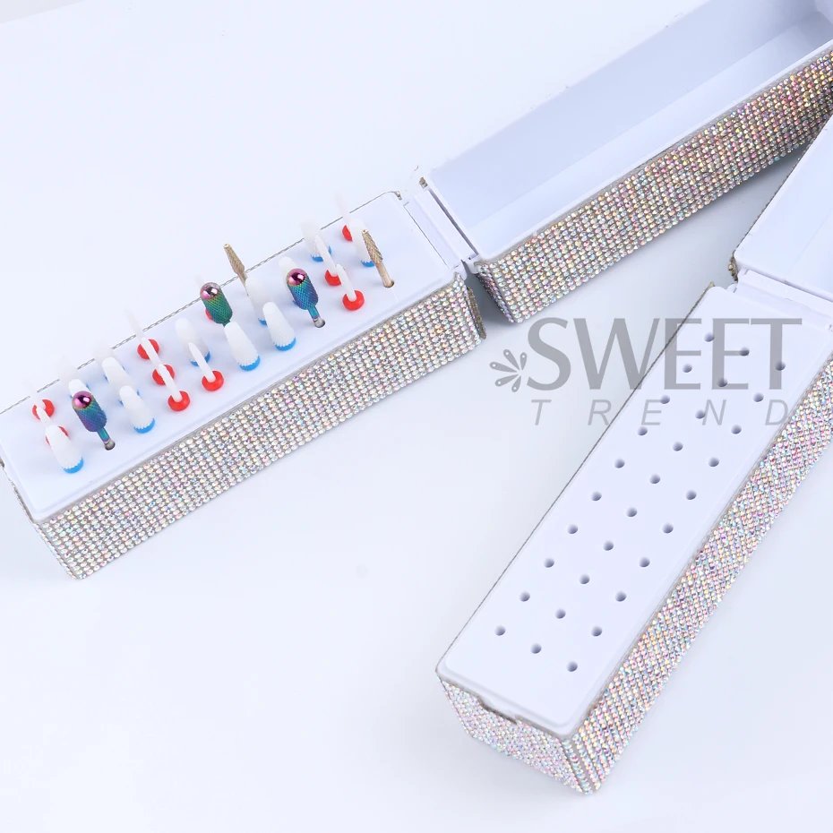 30Holes Nail Drill Bits Storage Box Manicure Milling Cutter Holder Nail Drill Display Stand Showing Shelf Nail Accessories Tools
