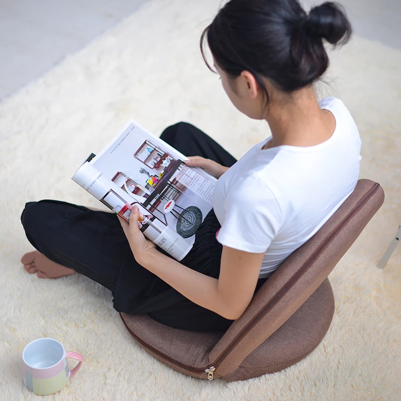 GIZNXBA Fauteuil Sol Beige Chaise De Sol Pliante avec Oreiller, Chaise Japonaise Sol Pliable avec 5 Positions Réglables, Fauteuil Paresseux Adulte Chaise De Méditation Rembourré(/Yellow A