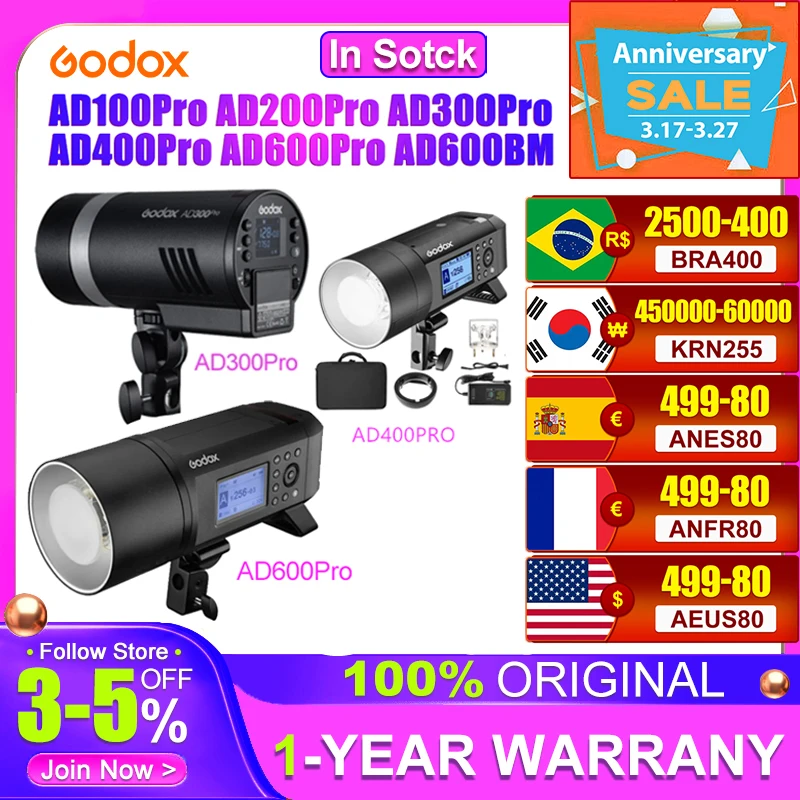 Godox AD300 Pro AD300Pro Flash luz estroboscópica al aire libre estudio Monolight