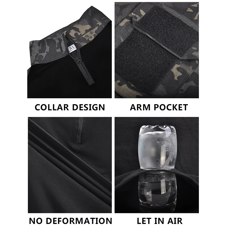 HAN WILD Tactical T-shirt Camo Shirt Short Sleeves Men Hiking Shirt Combat T-shirt Clothing Elastic Breathable Summer Clothes sport t shirt