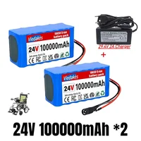 Viedakes 24V 100Ah 7S3P 18650 Li-ion batterie avec chargeur 29.4V pour fauteuil roulant, scooter Lithium Ion batterie 2A chargeur 5