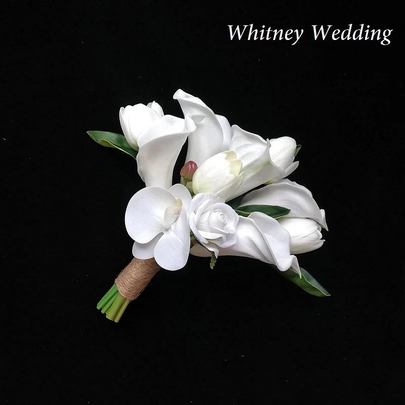 Wedding Bouquet Fleur Artificielle Immaculate Calla Lily with Tulip Bride Orchid Bouquet Demoiselle D&rsquo;honneur букет невесты
