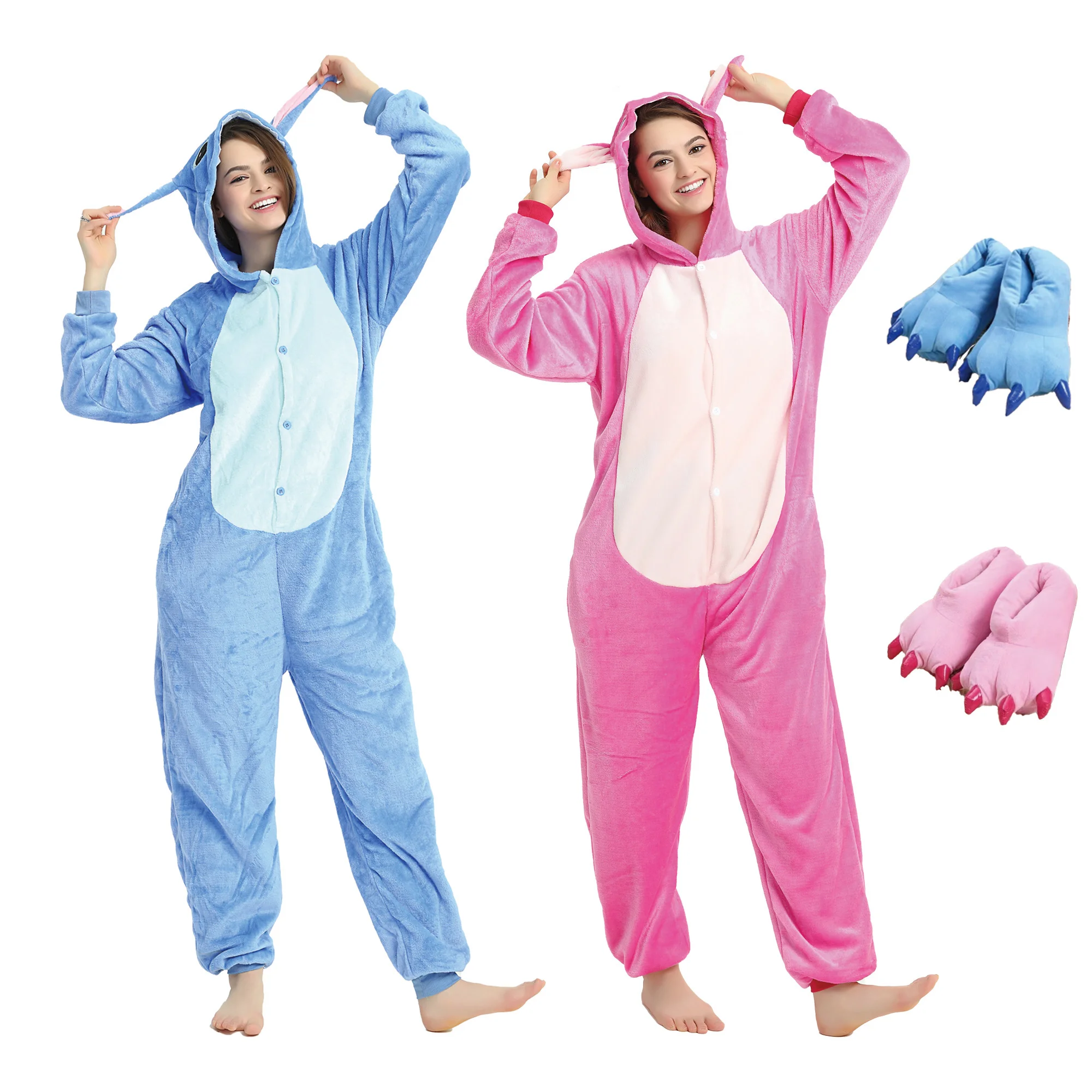 Cosplay Pajamas Onesies Adults Stich Anime Onesies Costume Jumpsuit Hooded Sleepwear Halloween One Piece for Performing cosplay pajamas onesies