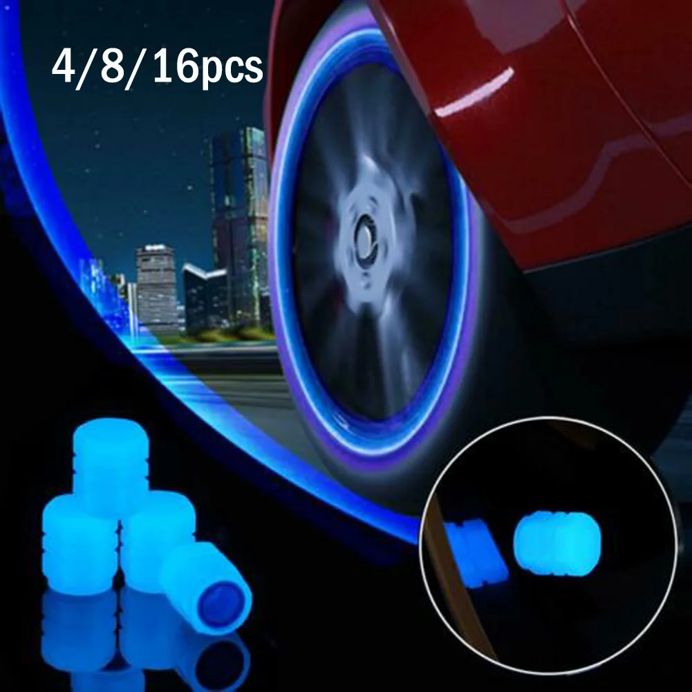 4/8pcs Universal Fluorescent Luminous Tires Valve Stem Tyre Covers Car
