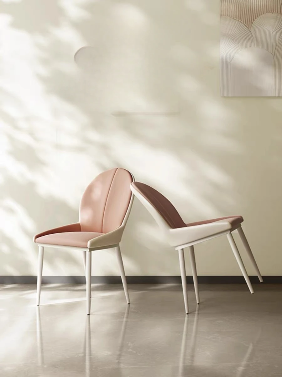 

French Cream Style Saddle Leather Dining Chair Restaurant Dining Table Hotel Chair Modern Simple Net Red Light Luxury Backchair