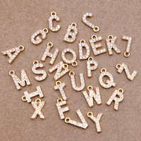 10/26pcs 12*7mm Alloy inlaid rhinestones 26 Letter Charms Pendants for Women Necklace Earring DIY jewelry Accessories