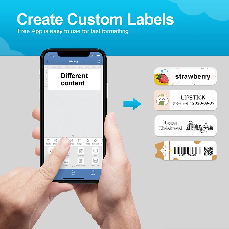 Niimbot D11 Label Maker Machine Portátil sem Fio Bluetooth Térmica Impressora Vários Modelos Disponíveis Escritório Casa - Imagem 5