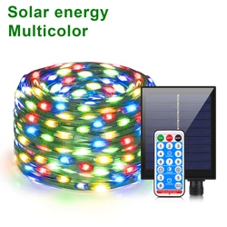 Large Solar Panel LED String Lights - Outdoor Fast Charge, 8 Modes, Waterproof Fairy Lights for Christmas, Weddings, Parties, and Garden Decor (Multicolor - Solar)