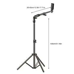 Adjustable Overhead Phone Tripod Stand for Video Recording & Live Streaming (Black)