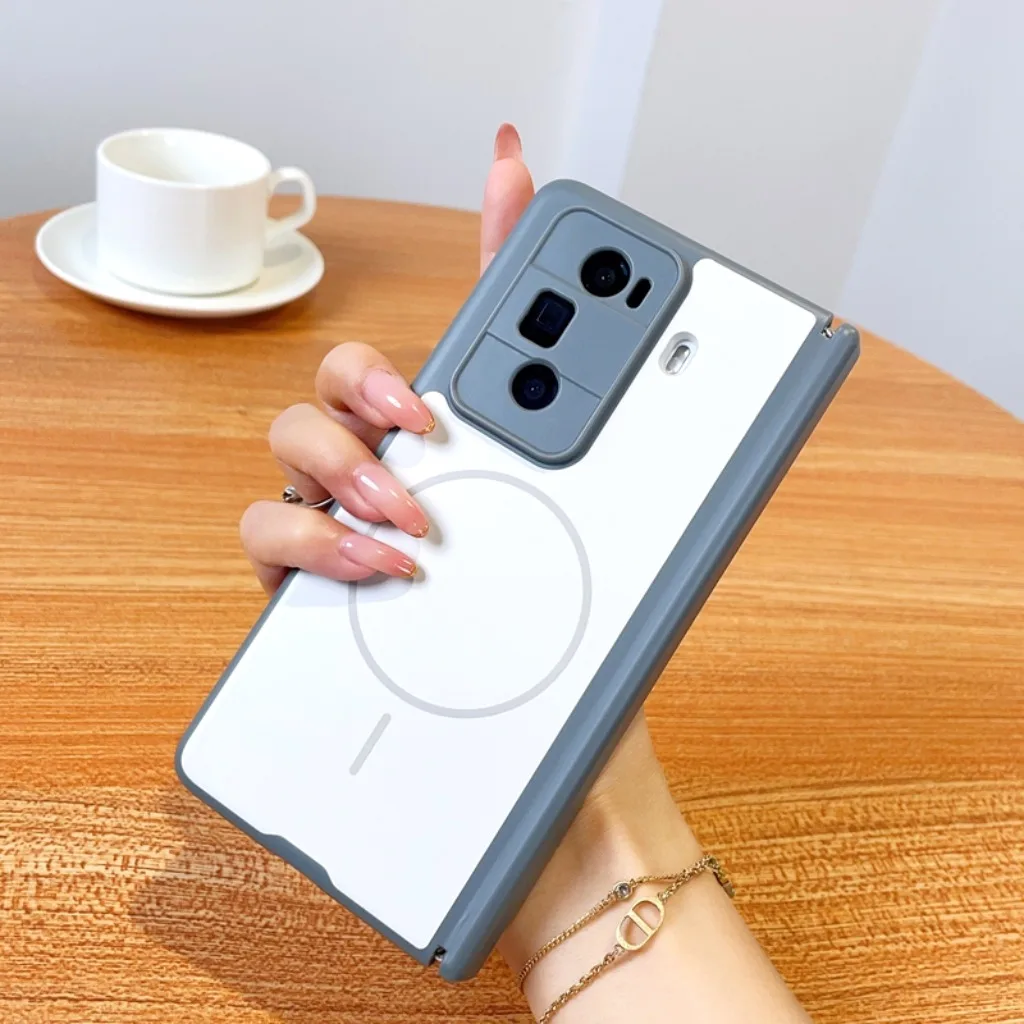 Magnetic Matte Shockproof Phone Case with Wireless Charging Compatibility