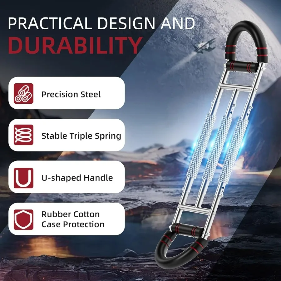 Twister Arm Trainer, Dual Triple-Spring, 30-180lb Adjustable, Chest Arm Shoulder Workout Equipment, Portable Detachable Arm Twis