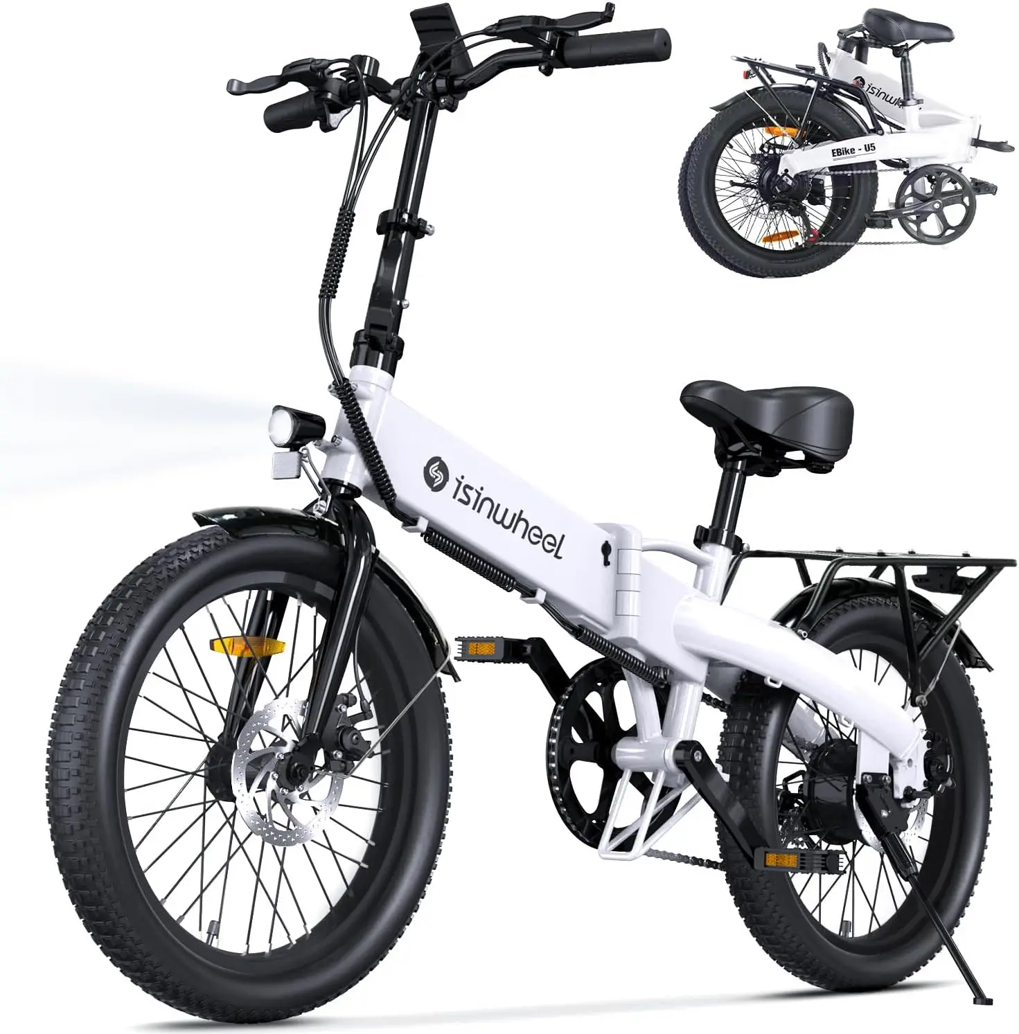 U5 Electric Bike Adult 500W, 20" Folding Bikes, 20MPH Max Range 45+ Mile, 48V Removable Battery, Weighs Only 48.5lbs 1