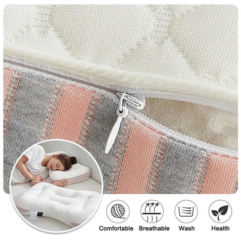Description Picture 4 of itemNeck Pillows Neck Protection Soft Comfortable Pillow Anti-bacterial Porosity Sleeping Pillows No Deformation Bedding For Home