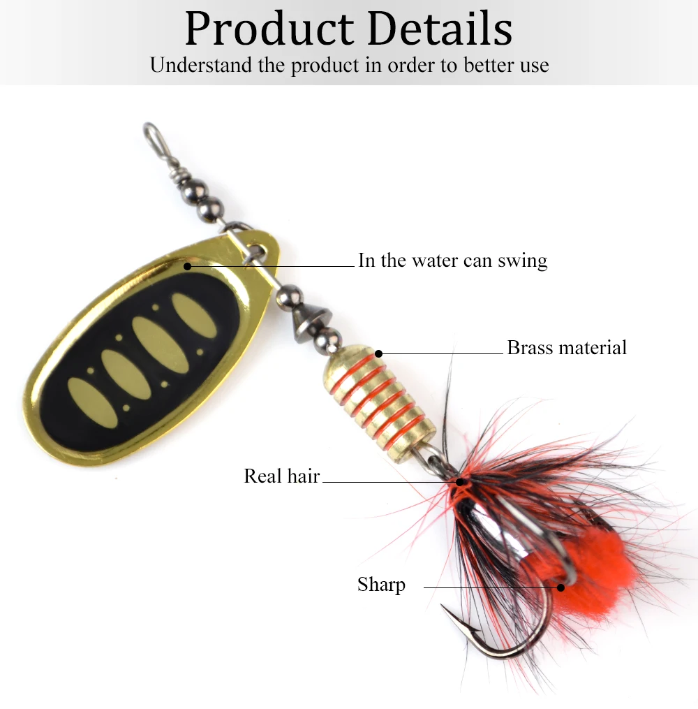 Description Picture 3 of itemFTK 7.5g 12g 17.5g Metal Spinner Bait With Treble Hooks Hard Arttificial Bait Fishing Lure Pike Bass