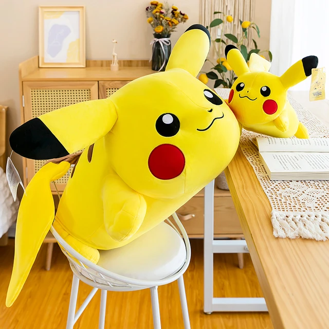 Grande peluche Pokemon Pikachu, oreiller de couchage rampant au