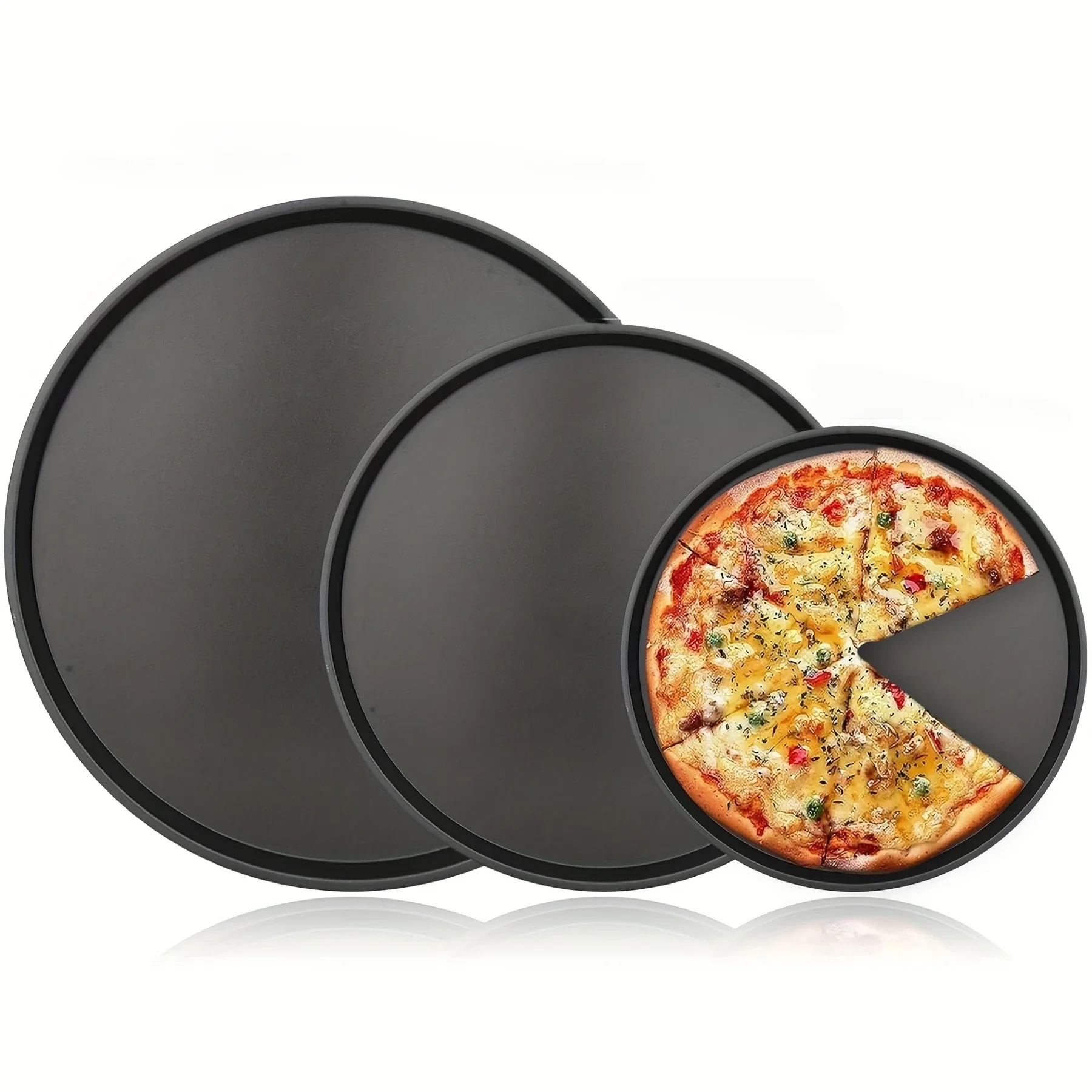 9/10/11inch Carbon Steel Pizza Pan Non-stick Heat-resistant Deep Dish Pizza Baked Rice Tray for Home Kitchen Cooking Baking Tool