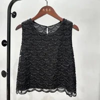 Bling Bling Sequined Tanks Tops Women Fashion Heavy Industry Double-sided Beaded Vest Vacation Leisure Beaded  Chiffon Top - Image 5