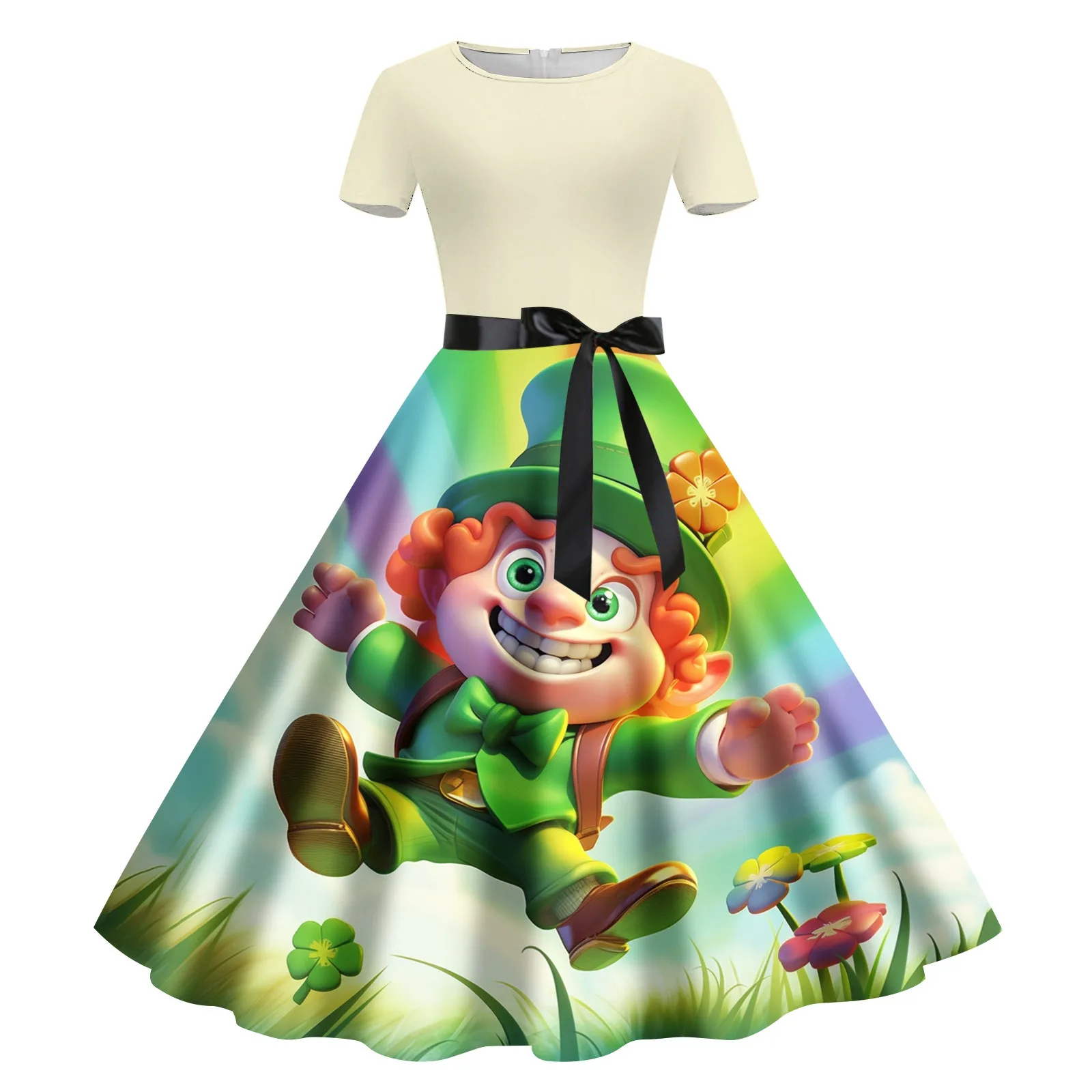 

St. Patrick's Day 2024 Women's Fashion St. Patrick's Day Printed Round Neck Short Sleeve Graphic Green Carnival Festival