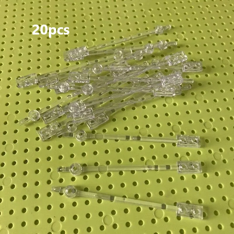 20 Stück MOC transparente Baustein-Puppenhalterung, ABS, Stützstange 1x12 mit 1x2 Lath-Lampenpfosten, DIY-Baustein-Zubehör