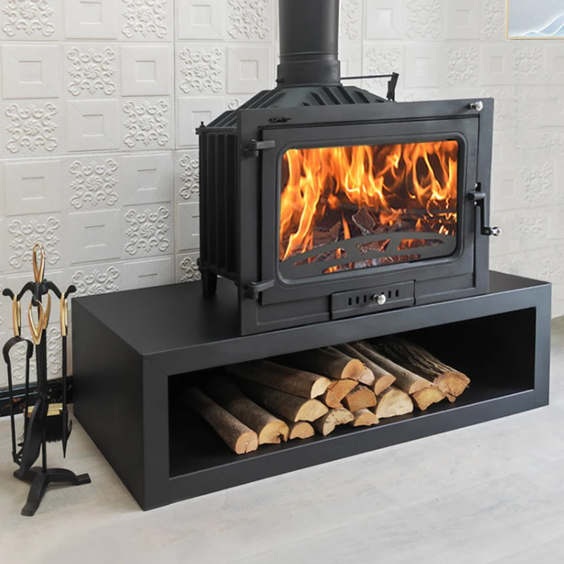 Fireplace Home Living Room Decorating Warming Cast Iron Villa Built-In Wood-Burning Flame Heating Stove 3