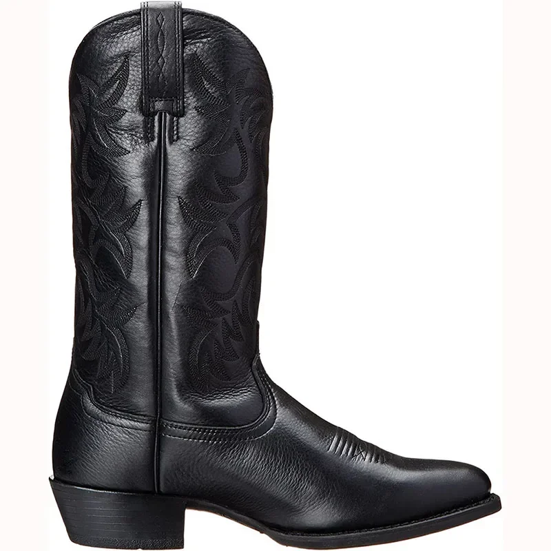 Men Boot 2023 Mid Calf Western Cowboy Motorcycle Boots Male Autumn Outdoor PU Leather Totem Med Heel Fashion Designed Men Boots