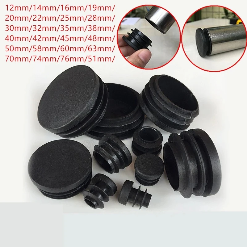 

Black Round Plastic Blanking End Cap Tube Pipe Inserts Plug Bung Insert Stopper For Chair Leg Pipe tapon tubo redondo