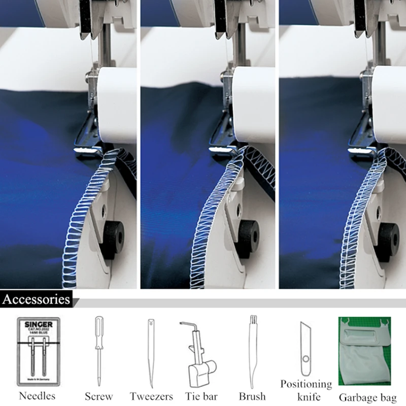 Singer 14HD854 Overlock Sewing Machine Multi-functional Electrical Double Needle 4-line Foot Pedal Tension Adjustable
