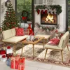 4 Pieces Patio Furniture Set, Outdoor Rattan Woven Conversation Sectional L-Shaped Sofa for Backyard, Porch, Boho Detac 3