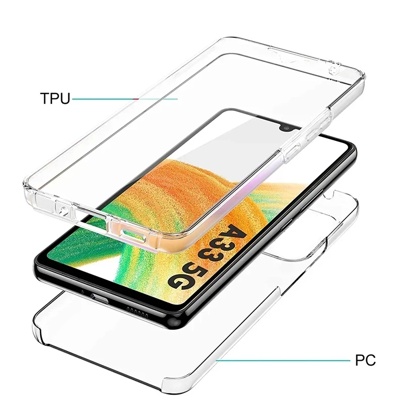 360° Full Cover Silicone and Clear Hybrid PC Hard Case