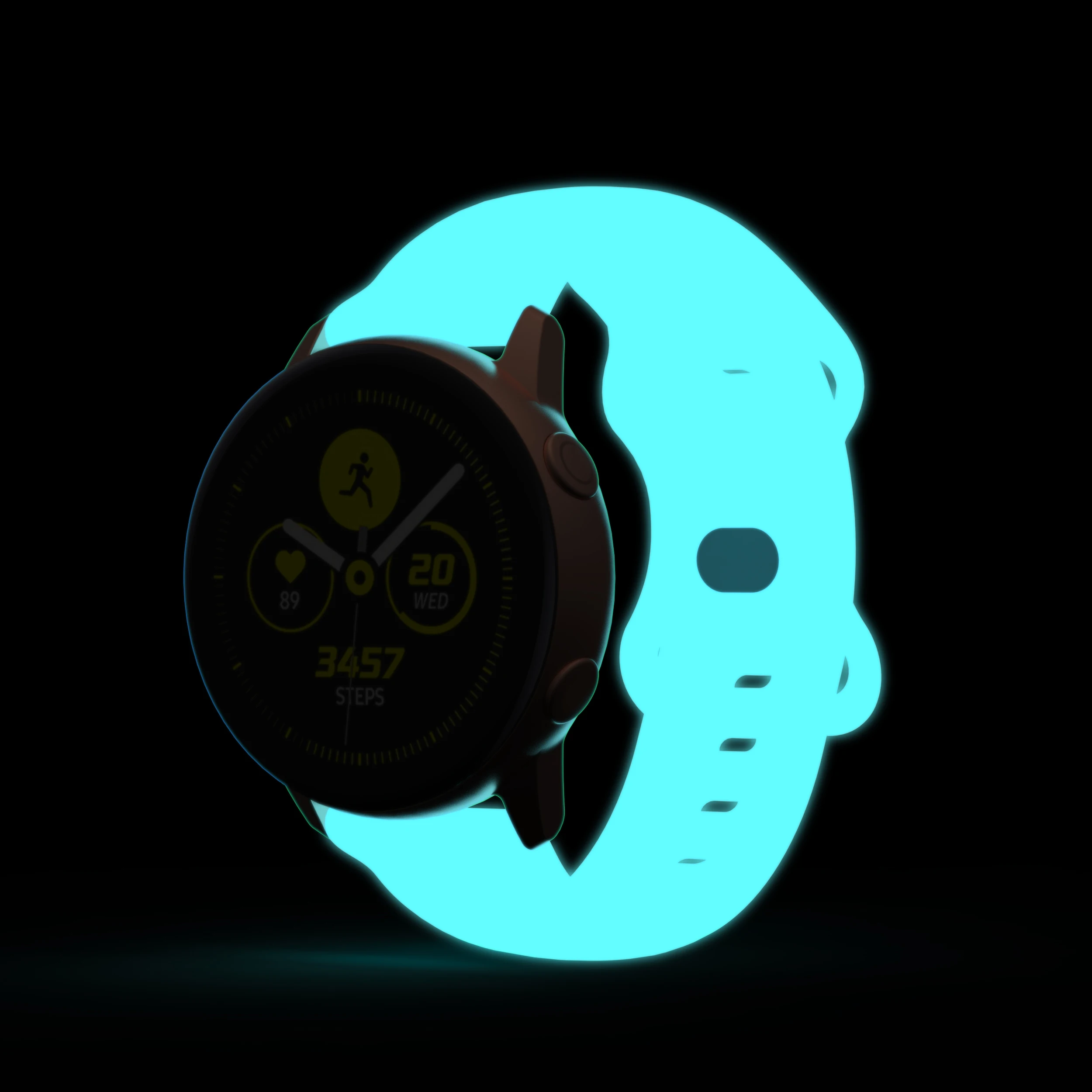 Luminous Glow Silicone Sport Wristband Bracelet, 20mm Strap