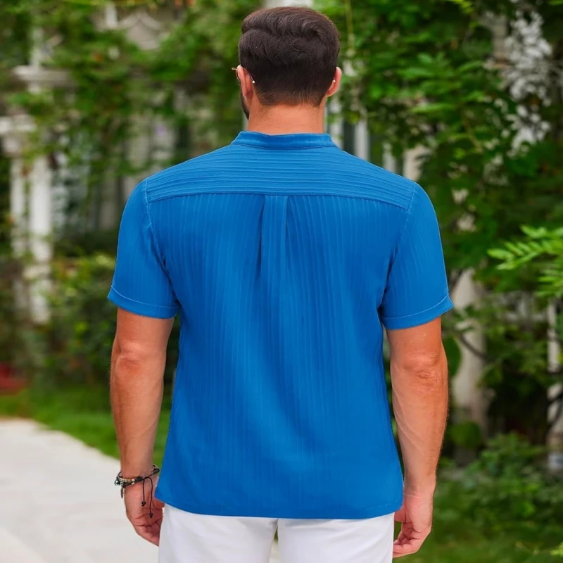 High End Embroidered CAMEL Cotton and Linen Striped Henry Polo Shirt, New Summer Men's Retro Fashion Casual Short Sleeved Top 10 Sdc0d57b46bdd430caf3d5fe6f4627780P