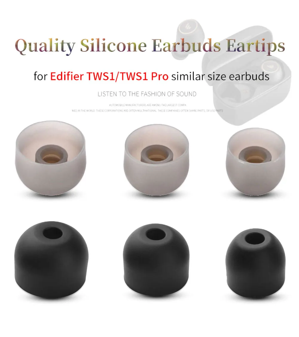 6Pcs for Edifier TWS1/TWS1 Pro Earbuds Eartips for X3/X5/Minibuds TWS Earphone Silicone Ear Tips Soft Earplugs 4-5mm