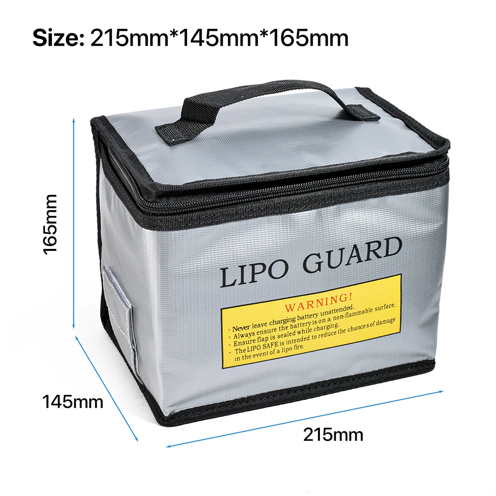 Sac ignifuge pour batterie drone Lipo résistant aux hautes températures, vue de face