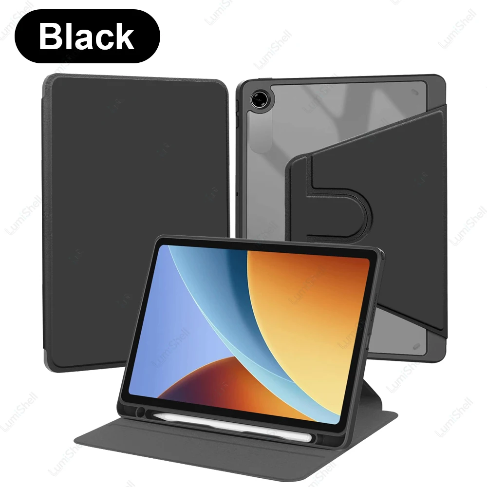 360° Rotating Stand Case with Pencil Holder and Auto Sleep/Wake - Acrylic Clear Cover